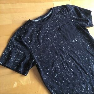 Univibe Speckle Pocket Tee, Black, White, Size S